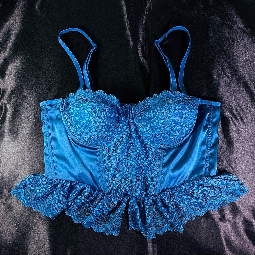 Blue Lace Corset Top